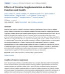 Effects of Creatine Supplementation on Brain Function and Health