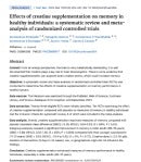 Creatine supplementation and endurance performance